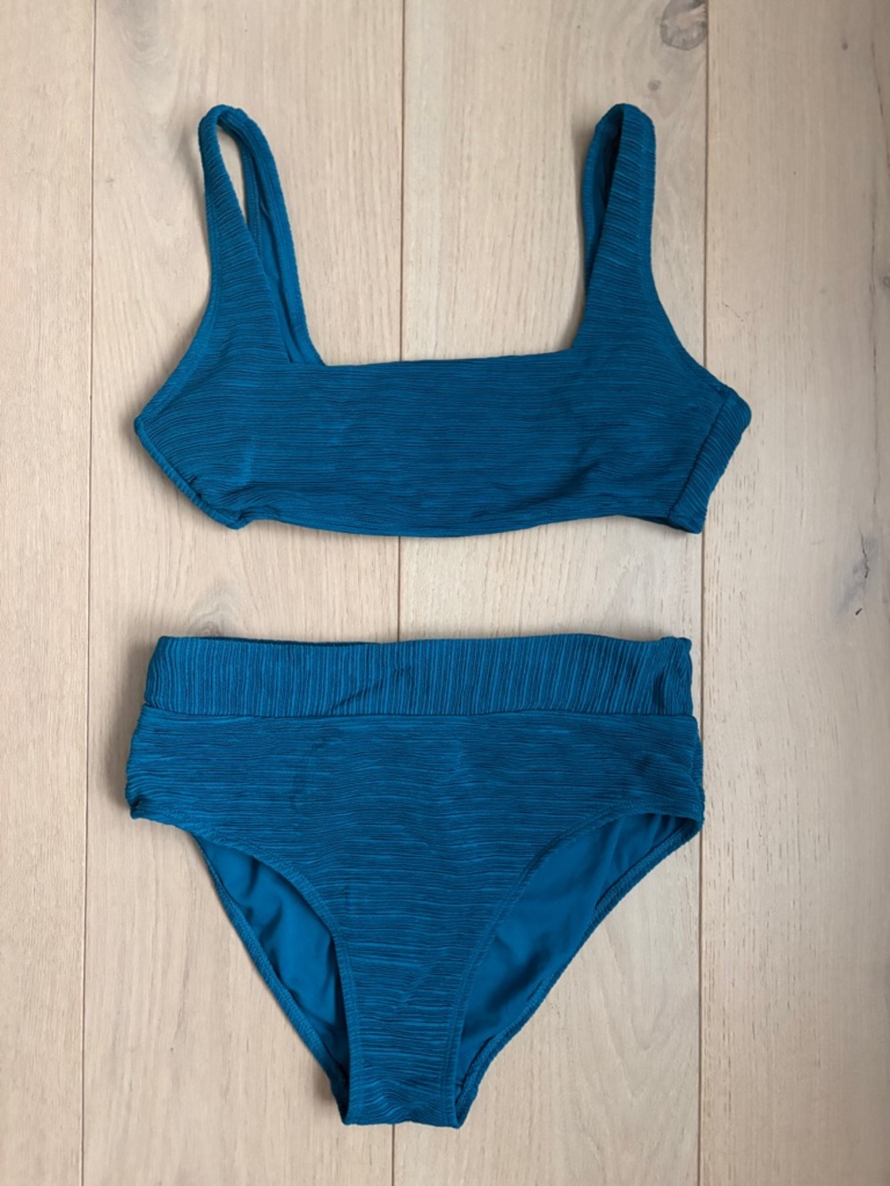 Women’s Swim  2-pc Bikini Set, size S (4-6), High waist bottom; ribbed fabric
